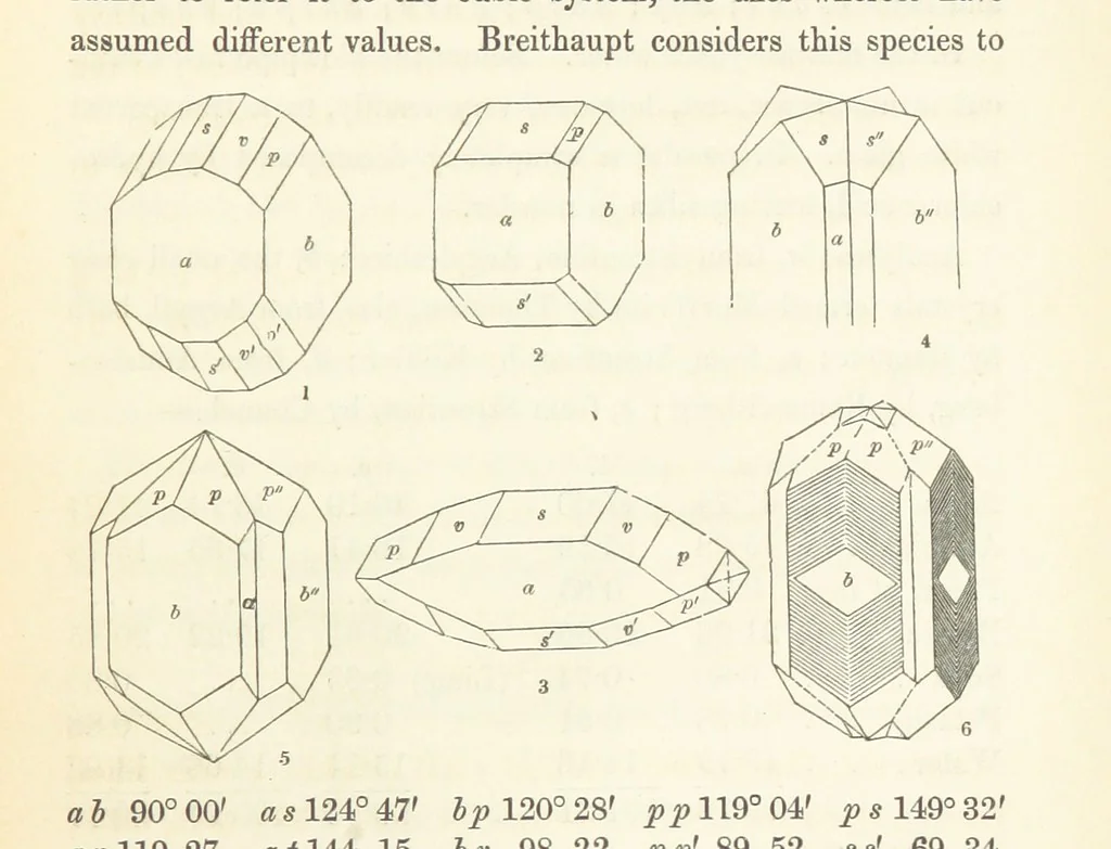An illustration from Manual of the Mineralogy of Great Britain and Ireland, 1858, leaf 213