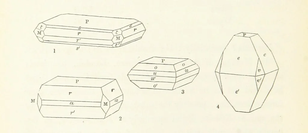An illustration from Manual of the Mineralogy of Great Britain and Ireland, 1858, leaf 408