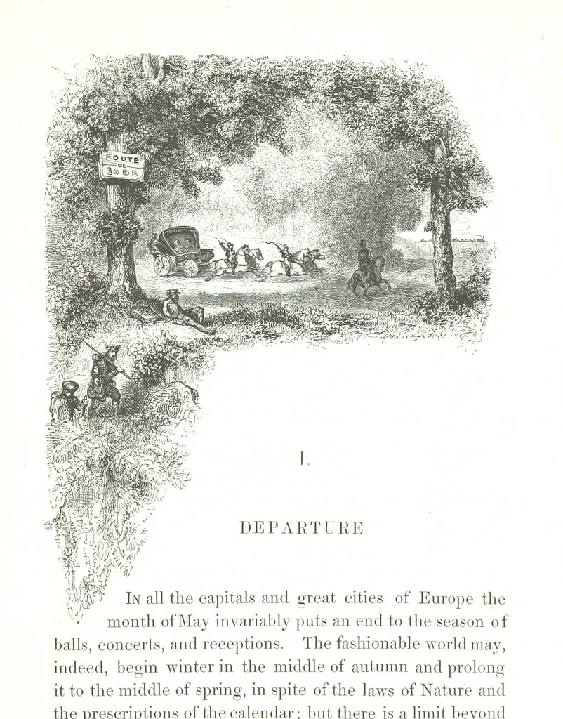 An illustration from A Summer at Baden-Baden ... illustrated by T. Johannot, E. Lamy, etc, 1853, leaf 15