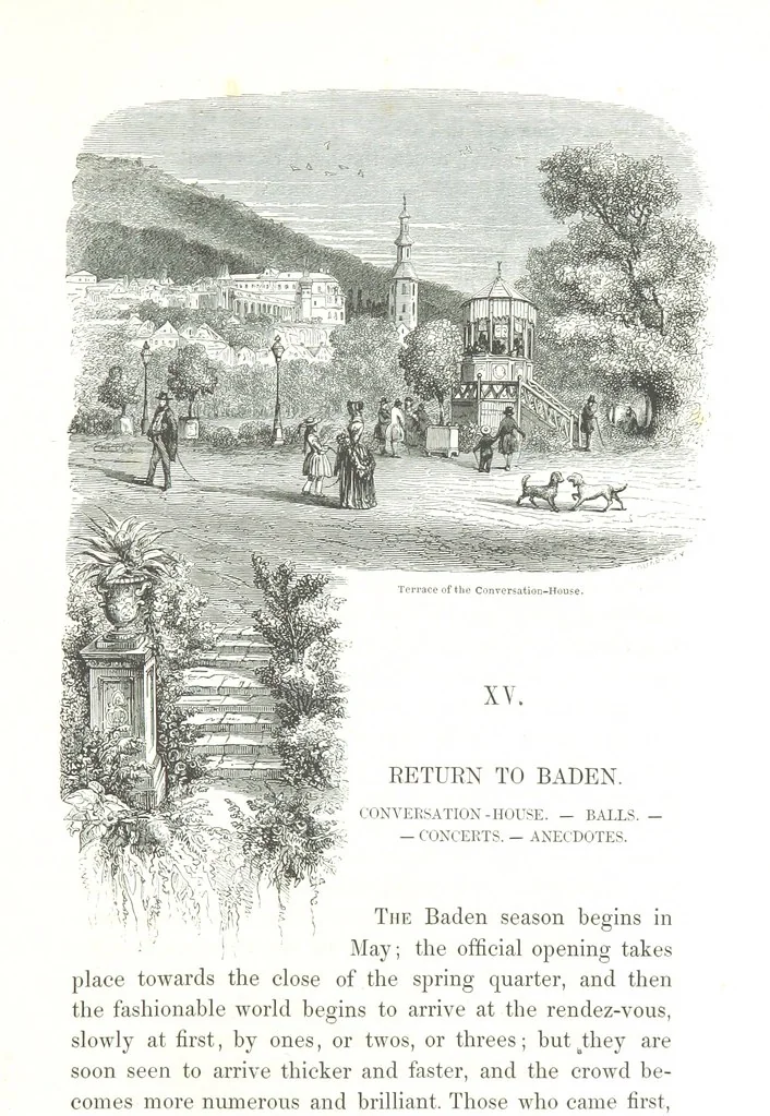 An illustration from A Summer at Baden-Baden ... illustrated by T. Johannot, E. Lamy, etc, 1853, leaf 223