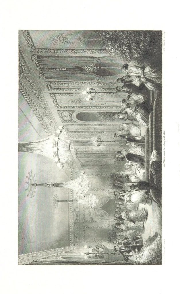An illustration from A Summer at Baden-Baden ... illustrated by T. Johannot, E. Lamy, etc, 1853, leaf 243