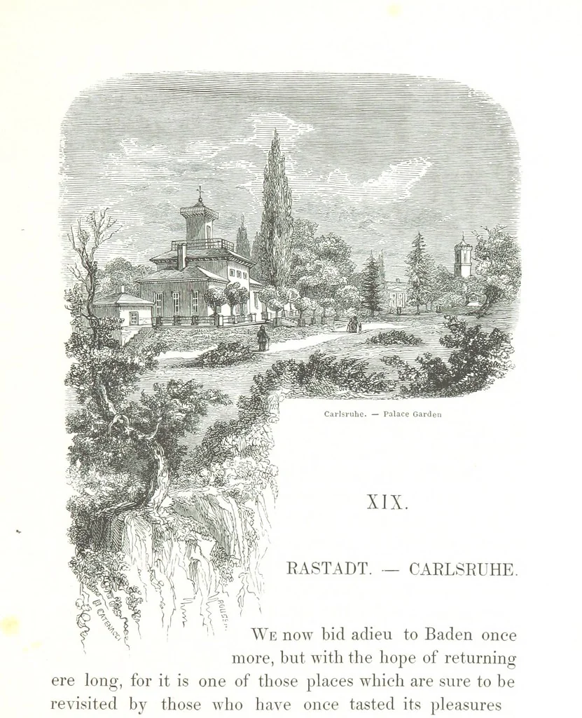 An illustration from A Summer at Baden-Baden ... illustrated by T. Johannot, E. Lamy, etc, 1853, leaf 279