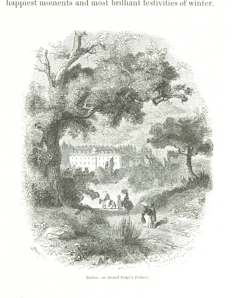 An illustration from A Summer at Baden-Baden ... illustrated by T. Johannot, E. Lamy, etc, 1853, leaf 385