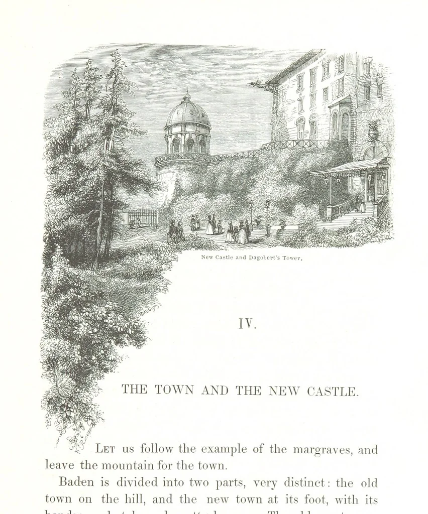 An illustration from A Summer at Baden-Baden ... illustrated by T. Johannot, E. Lamy, etc, 1853, leaf 49