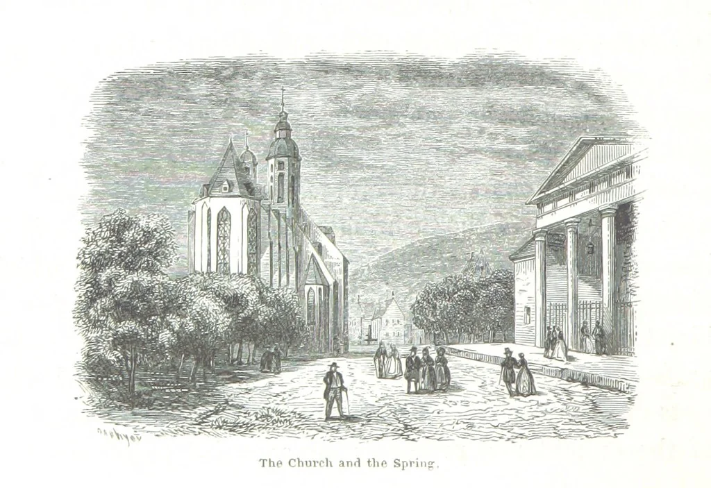 An illustration from A Summer at Baden-Baden ... illustrated by T. Johannot, E. Lamy, etc, 1853, leaf 56