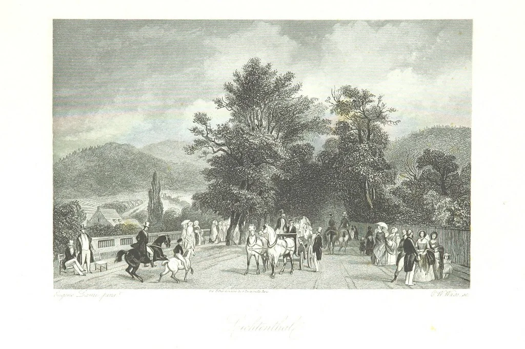 An illustration from A Summer at Baden-Baden ... illustrated by T. Johannot, E. Lamy, etc, 1853, leaf 59