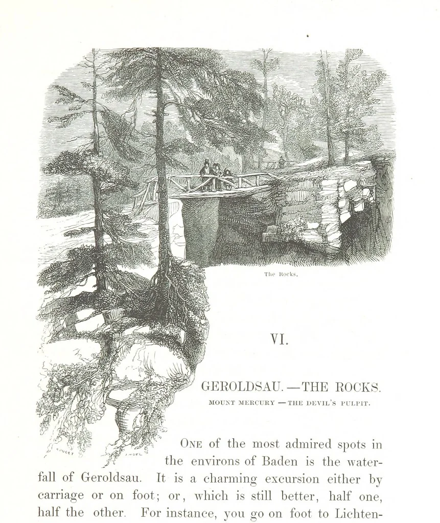 An illustration from A Summer at Baden-Baden ... illustrated by T. Johannot, E. Lamy, etc, 1853, leaf 75