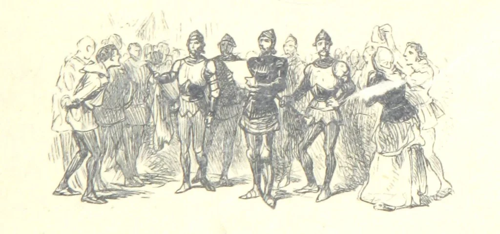 An illustration from The History of England ... Related for the rising generation by M. Guizot, and edited by Madame de Witt ... Translated by M. Thomas. With ... illustrations, 1877, leaf 13