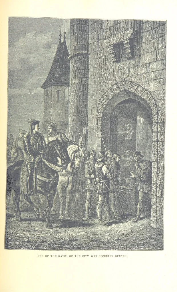 An illustration from The History of England ... Related for the rising generation by M. Guizot, and edited by Madame de Witt ... Translated by M. Thomas. With ... illustrations, 1877, leaf 411