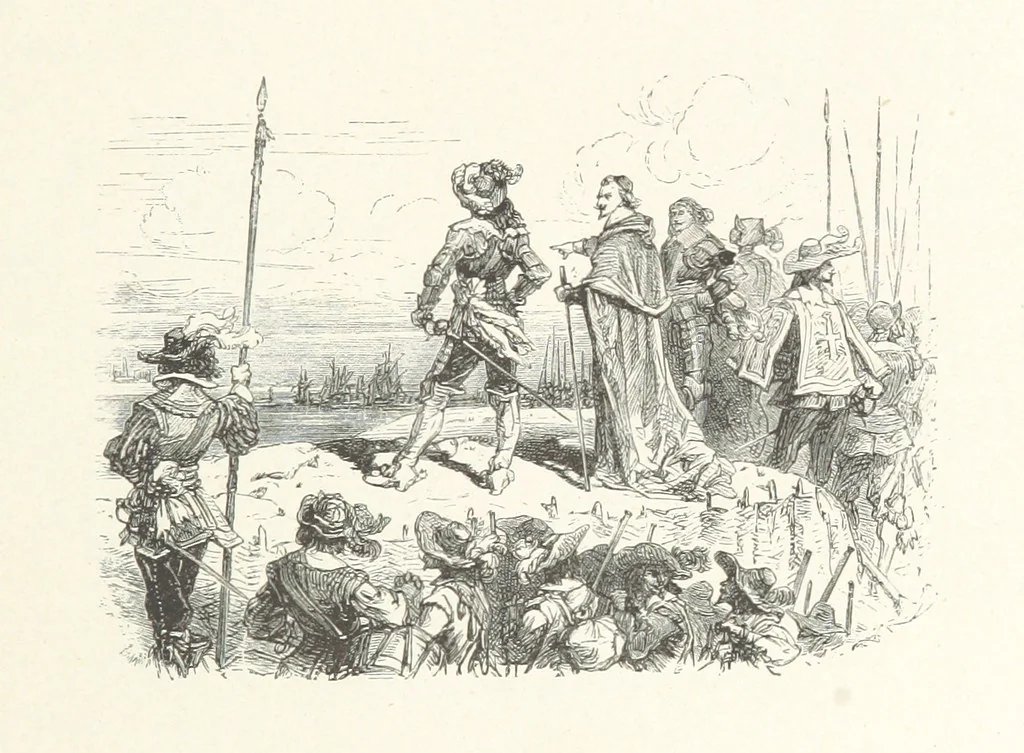An illustration from L'Histoire de France depuis les temps les plus reculés jusqu'en 1789, racontée à mes petits-enfants ... Ouvrage illustré ... d'après les dessins d'A. de Neuville, 1870, leaf 13