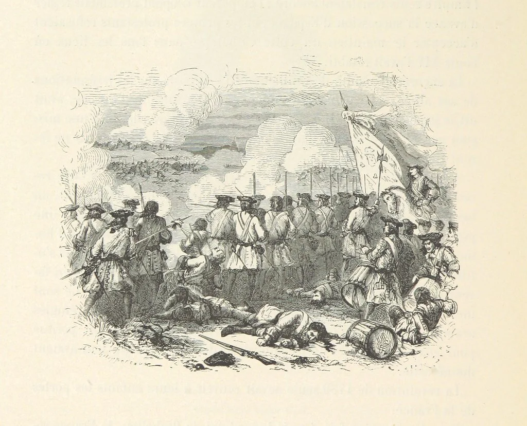 An illustration from L'Histoire de France depuis les temps les plus reculés jusqu'en 1789, racontée à mes petits-enfants ... Ouvrage illustré ... d'après les dessins d'A. de Neuville, 1870, leaf 336
