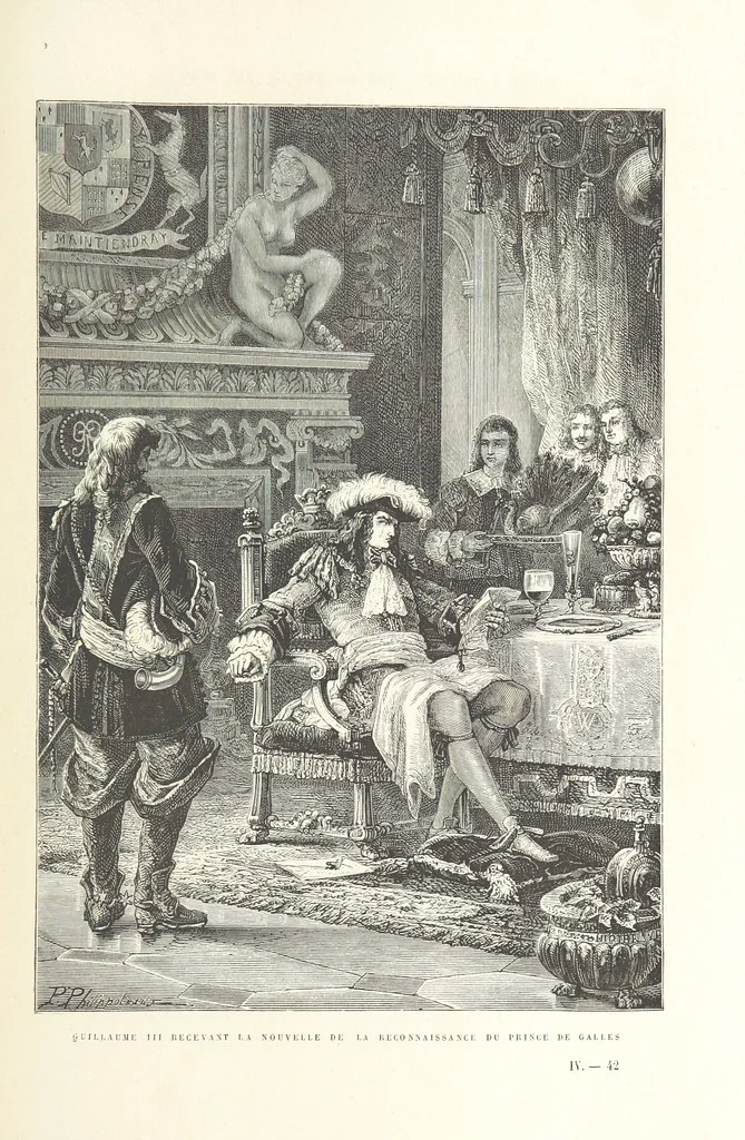An illustration from L'Histoire de France depuis les temps les plus reculés jusqu'en 1789, racontée à mes petits-enfants ... Ouvrage illustré ... d'après les dessins d'A. de Neuville, 1870, leaf 347