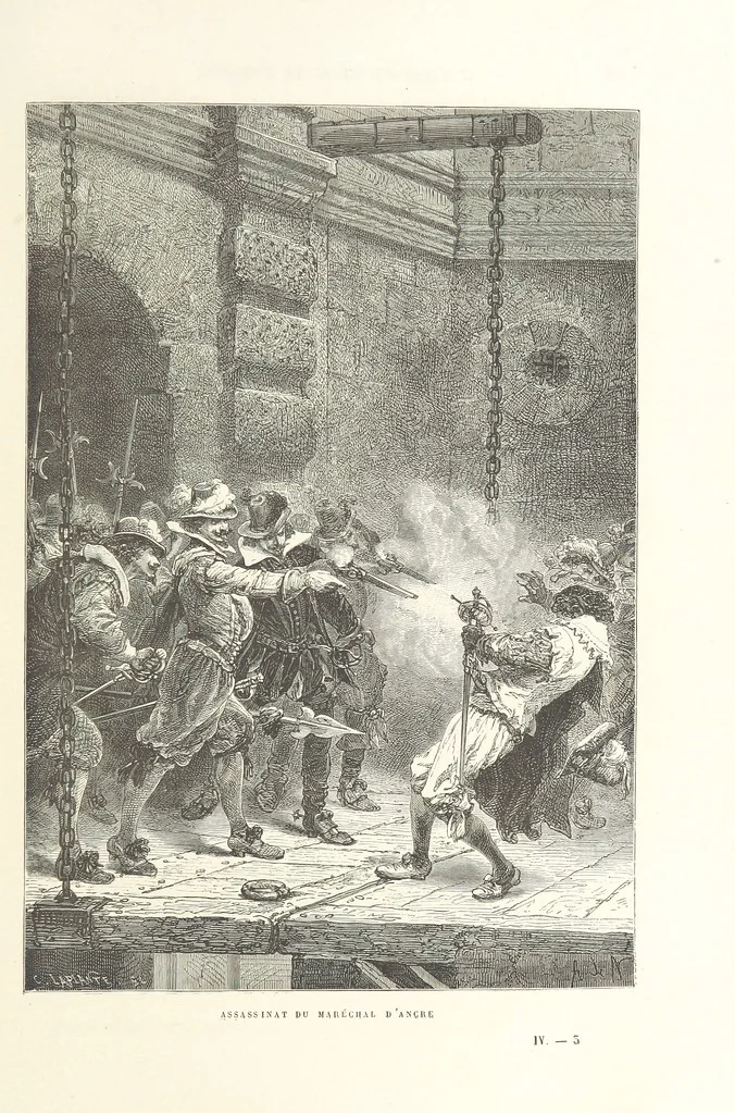 An illustration from L'Histoire de France depuis les temps les plus reculés jusqu'en 1789, racontée à mes petits-enfants ... Ouvrage illustré ... d'après les dessins d'A. de Neuville, 1870, leaf 35