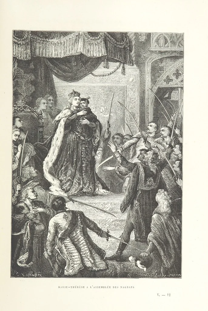 An illustration from L'Histoire de France depuis les temps les plus reculés jusqu'en 1789, racontée à mes petits-enfants ... Ouvrage illustré ... d'après les dessins d'A. de Neuville, 1870, leaf 105