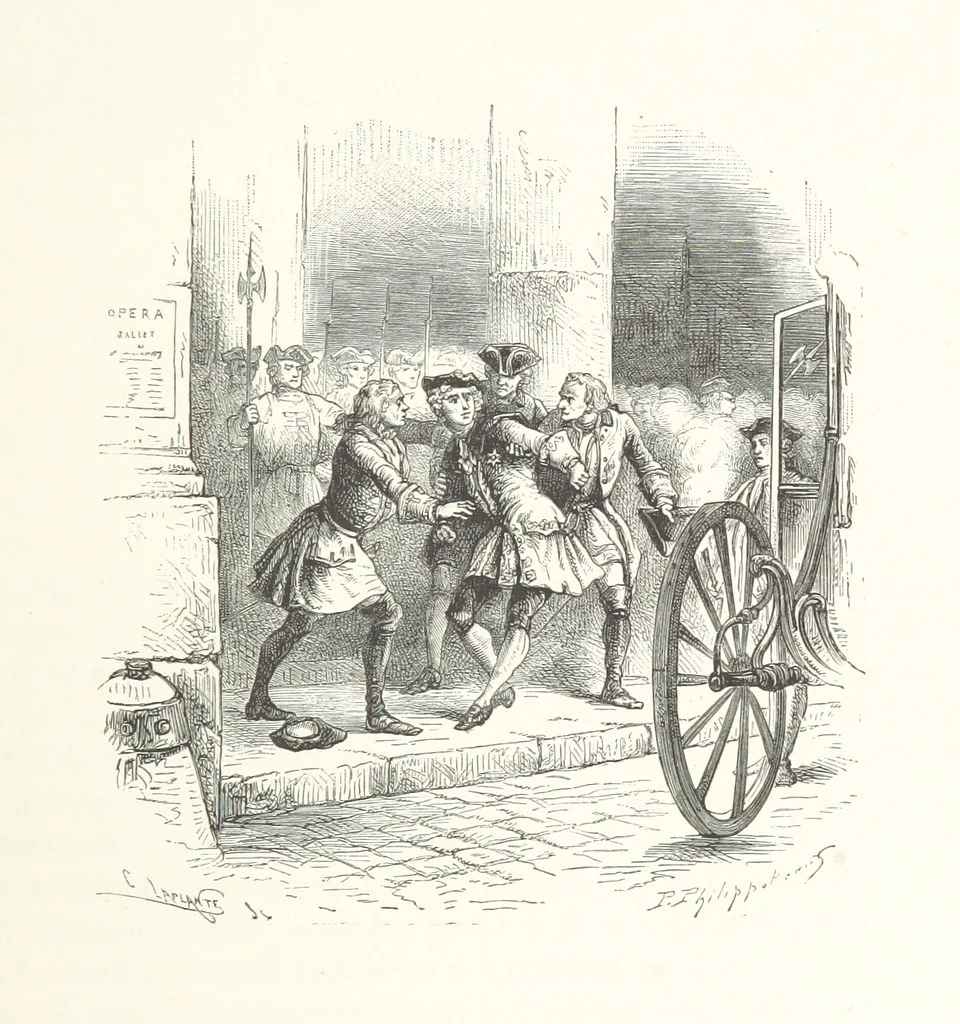 An illustration from L'Histoire de France depuis les temps les plus reculés jusqu'en 1789, racontée à mes petits-enfants ... Ouvrage illustré ... d'après les dessins d'A. de Neuville, 1870, leaf 135