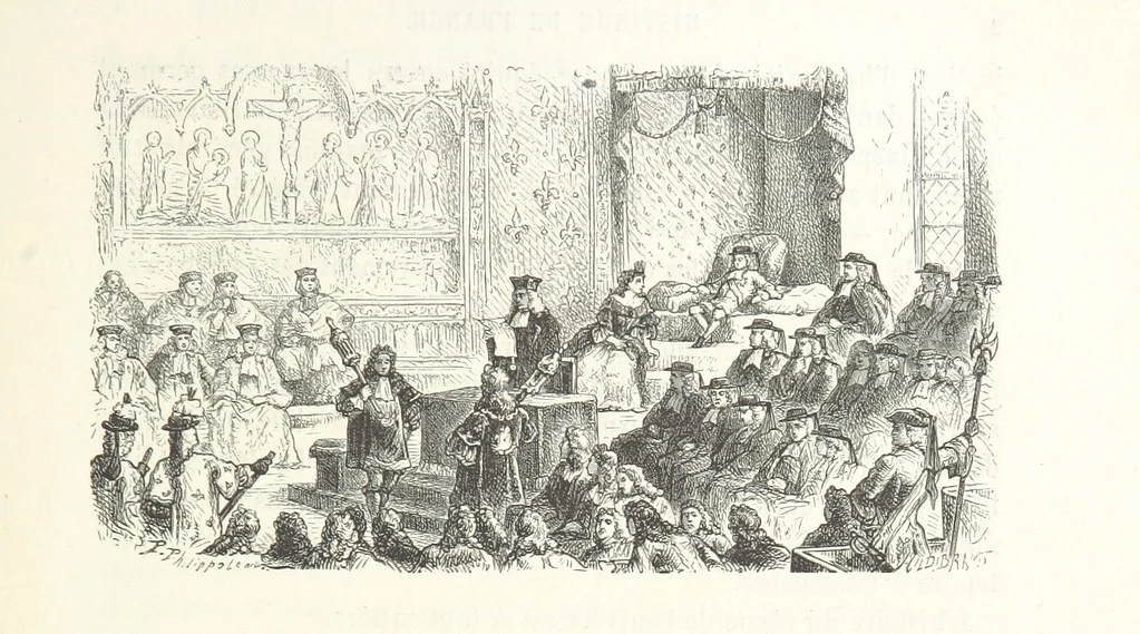 An illustration from L'Histoire de France depuis les temps les plus reculés jusqu'en 1789, racontée à mes petits-enfants ... Ouvrage illustré ... d'après les dessins d'A. de Neuville, 1870, leaf 17