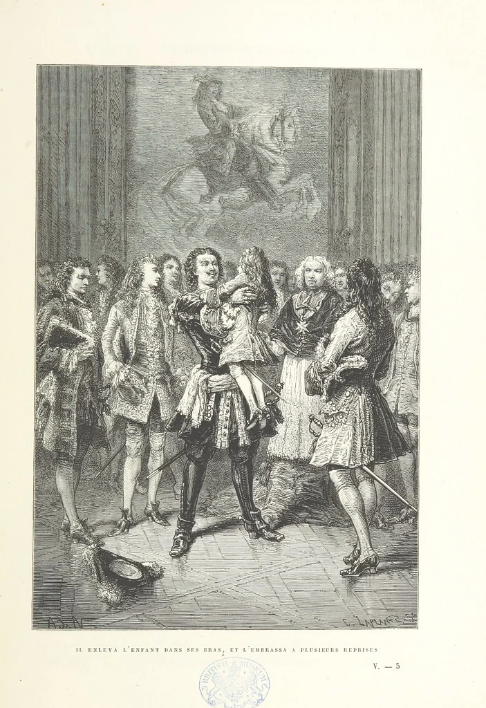 An illustration from L'Histoire de France depuis les temps les plus reculés jusqu'en 1789, racontée à mes petits-enfants ... Ouvrage illustré ... d'après les dessins d'A. de Neuville, 1870, leaf 49