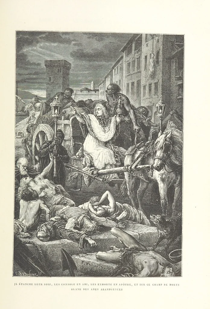An illustration from L'Histoire de France depuis les temps les plus reculés jusqu'en 1789, racontée à mes petits-enfants ... Ouvrage illustré ... d'après les dessins d'A. de Neuville, 1870, leaf 69