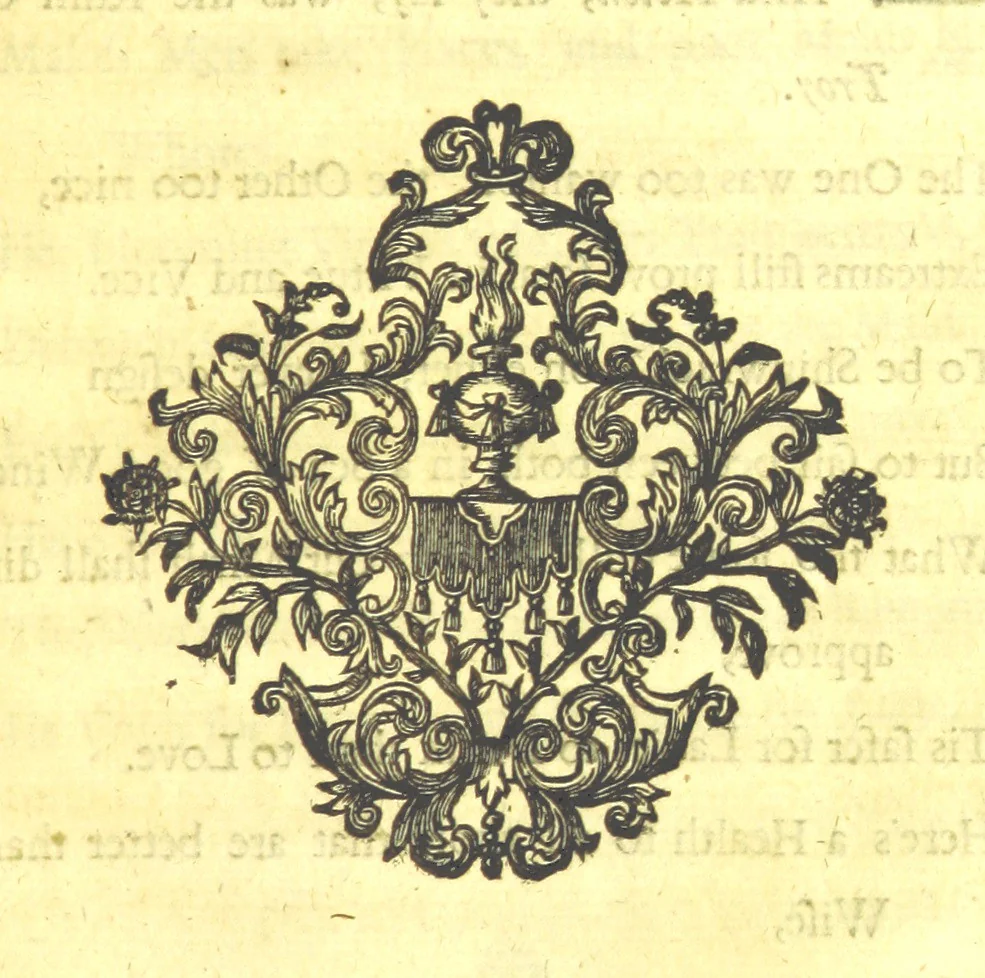 An illustration from A new Miscellany of original poems, translations and imitations, by ... Mr Prior, Mr Pope, Mr Hughes, Mr Harcourt, Lady M[ary] W[ortley] M[ontague], Mrs Manley, etc. Now first published ... with some familiar Letters by the late Earl of Rochester, never before printed. [Edited, with contributions, by A. H., i.e. Anthony Hammond, 1720, leaf 147