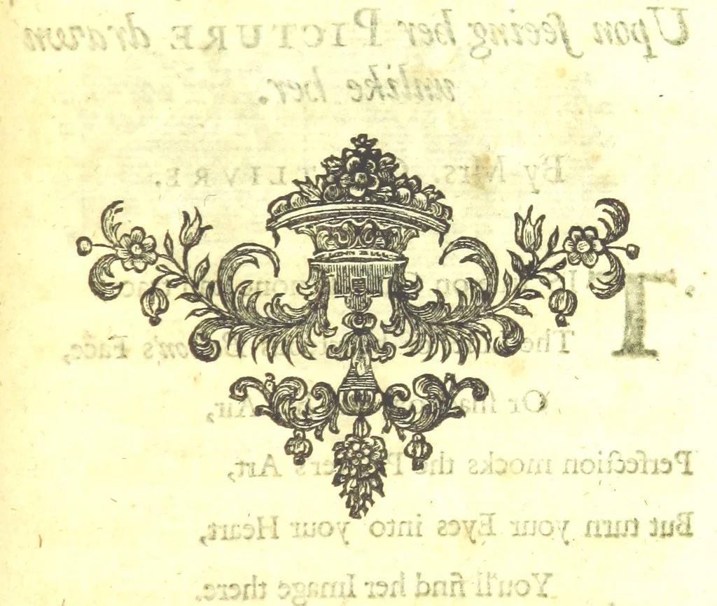 An illustration from A new Miscellany of original poems, translations and imitations, by ... Mr Prior, Mr Pope, Mr Hughes, Mr Harcourt, Lady M[ary] W[ortley] M[ontague], Mrs Manley, etc. Now first published ... with some familiar Letters by the late Earl of Rochester, never before printed. [Edited, with contributions, by A. H., i.e. Anthony Hammond, 1720, leaf 339