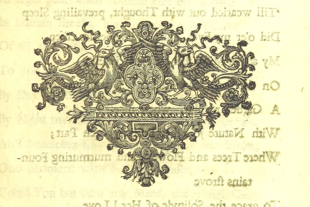 An illustration from A new Miscellany of original poems, translations and imitations, by ... Mr Prior, Mr Pope, Mr Hughes, Mr Harcourt, Lady M[ary] W[ortley] M[ontague], Mrs Manley, etc. Now first published ... with some familiar Letters by the late Earl of Rochester, never before printed. [Edited, with contributions, by A. H., i.e. Anthony Hammond, 1720, leaf 85