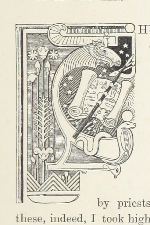An illustration from Cleopatra, being an account of the fall and vengeance of Harmachis, the royal Egyptian, as set forth by his own hand. [A novel, with illustrations by R. C. Woodville and Maurice Greiffenhagen.] L.P, 1889, leaf 147
