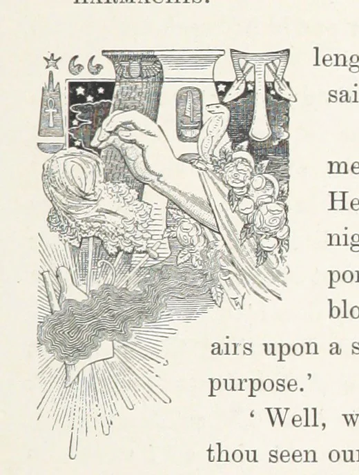 An illustration from Cleopatra, being an account of the fall and vengeance of Harmachis, the royal Egyptian, as set forth by his own hand. [A novel, with illustrations by R. C. Woodville and Maurice Greiffenhagen.] L.P, 1889, leaf 171