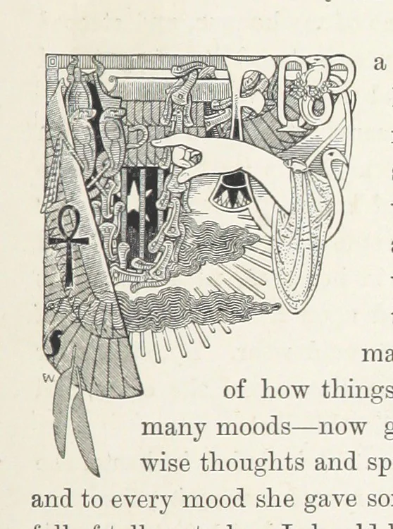 An illustration from Cleopatra, being an account of the fall and vengeance of Harmachis, the royal Egyptian, as set forth by his own hand. [A novel, with illustrations by R. C. Woodville and Maurice Greiffenhagen.] L.P, 1889, leaf 221