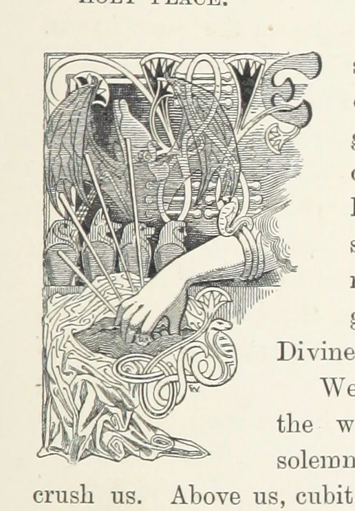 An illustration from Cleopatra, being an account of the fall and vengeance of Harmachis, the royal Egyptian, as set forth by his own hand. [A novel, with illustrations by R. C. Woodville and Maurice Greiffenhagen.] L.P, 1889, leaf 243