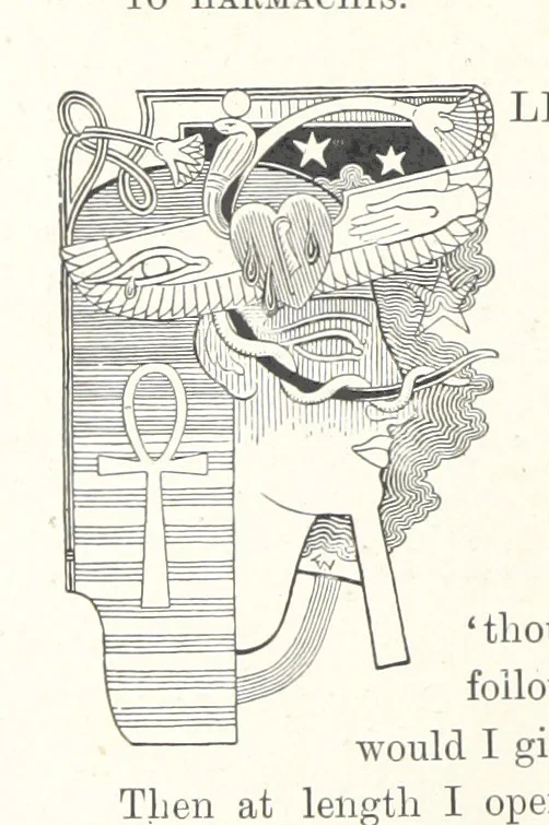 An illustration from Cleopatra, being an account of the fall and vengeance of Harmachis, the royal Egyptian, as set forth by his own hand. [A novel, with illustrations by R. C. Woodville and Maurice Greiffenhagen.] L.P, 1889, leaf 282