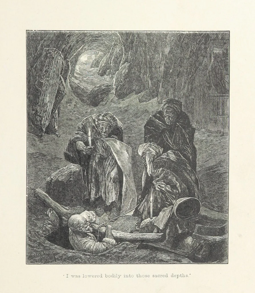 An illustration from Cleopatra, being an account of the fall and vengeance of Harmachis, the royal Egyptian, as set forth by his own hand. [A novel, with illustrations by R. C. Woodville and Maurice Greiffenhagen.] L.P, 1889, leaf 31