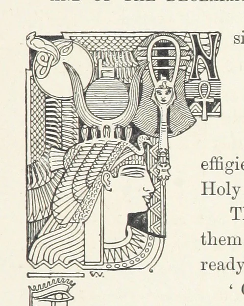 An illustration from Cleopatra, being an account of the fall and vengeance of Harmachis, the royal Egyptian, as set forth by his own hand. [A novel, with illustrations by R. C. Woodville and Maurice Greiffenhagen.] L.P, 1889, leaf 95
