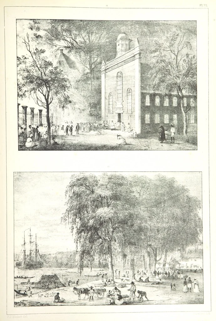An illustration from Kolonisatie van Europeanen te Suriname. Opheffing van het pauperisme, ontwikkeling van handel en industrie, met ongeveer 90 platen, 1872, leaf 167