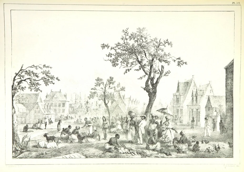 An illustration from Kolonisatie van Europeanen te Suriname. Opheffing van het pauperisme, ontwikkeling van handel en industrie, met ongeveer 90 platen, 1872, leaf 169