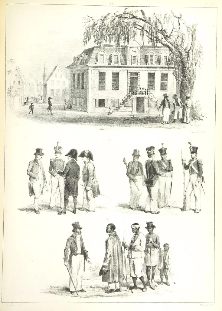An illustration from Kolonisatie van Europeanen te Suriname. Opheffing van het pauperisme, ontwikkeling van handel en industrie, met ongeveer 90 platen, 1872, leaf 183