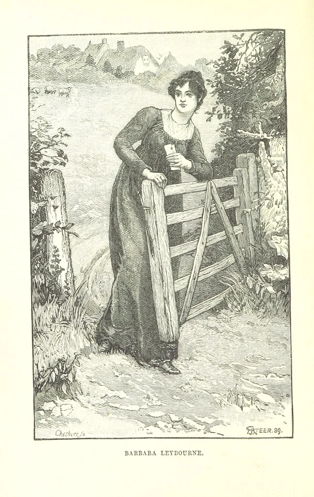 An illustration from Barbara Leybourne; a story of eighty years ago, 1889, leaf 6