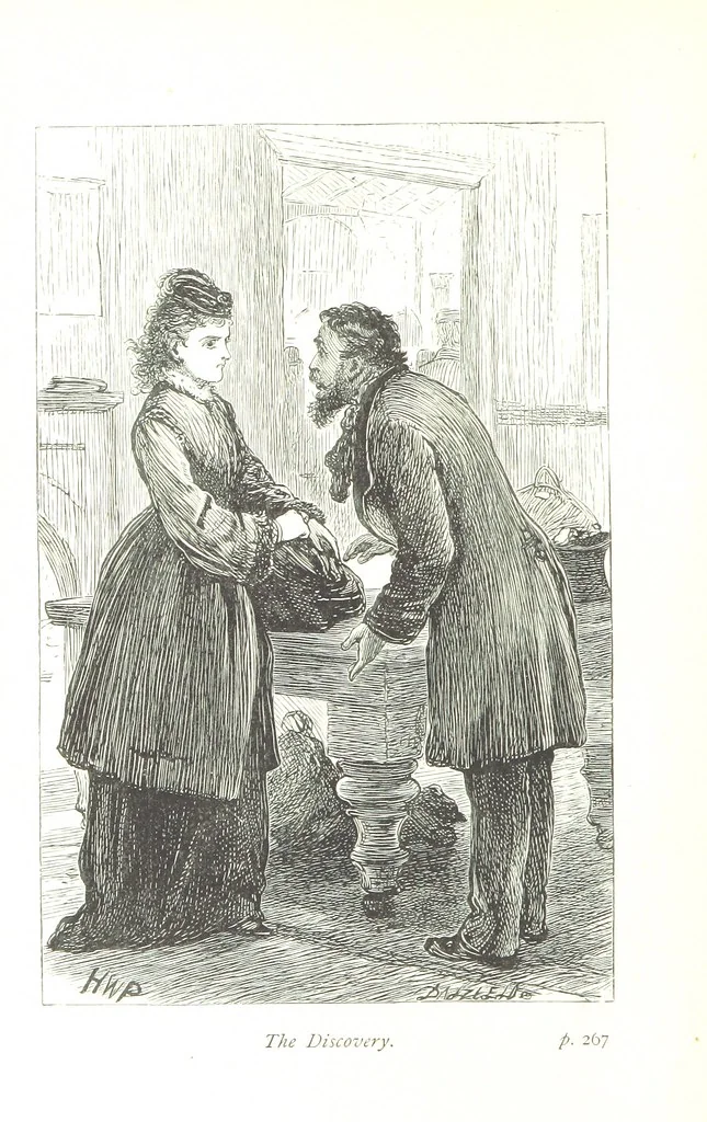 An illustration from Hanbury Mills. A study of contrasts. By the author of “Lady Betty” [C. R. Coleridge]. With ... illustrations by H. W. Petherick, 1872, leaf 290