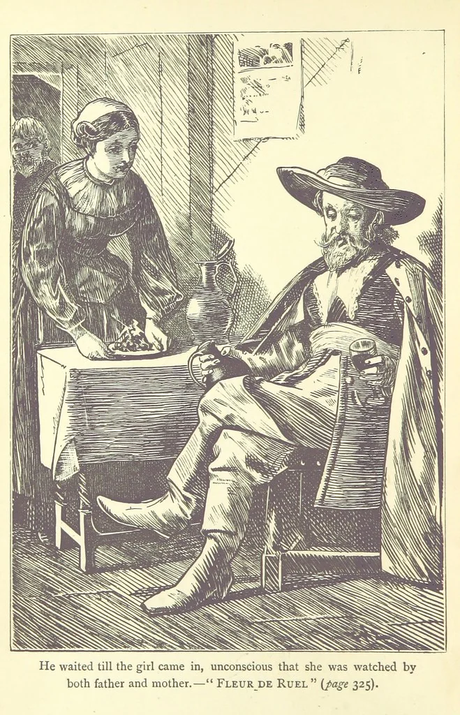 An illustration from The Queen of the Arena and other stories ... illustrated by Millais and others, 1880, leaf 8