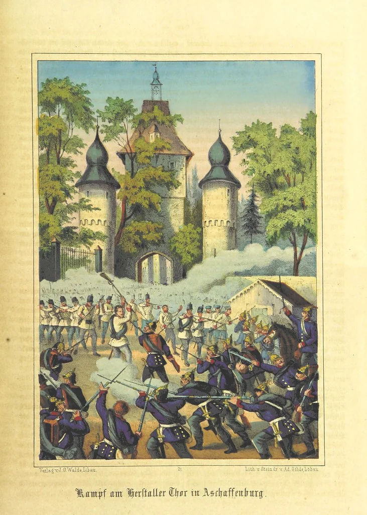 An illustration from Illustrirtes Gedenkbuch der Kriegsereignisse des Jahres 1866, etc, 1868, leaf 215