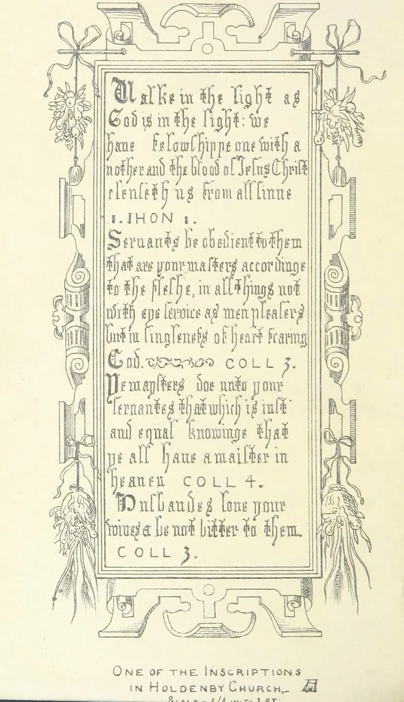 An illustration from Memorials of Holdenby, 1868, leaf 12