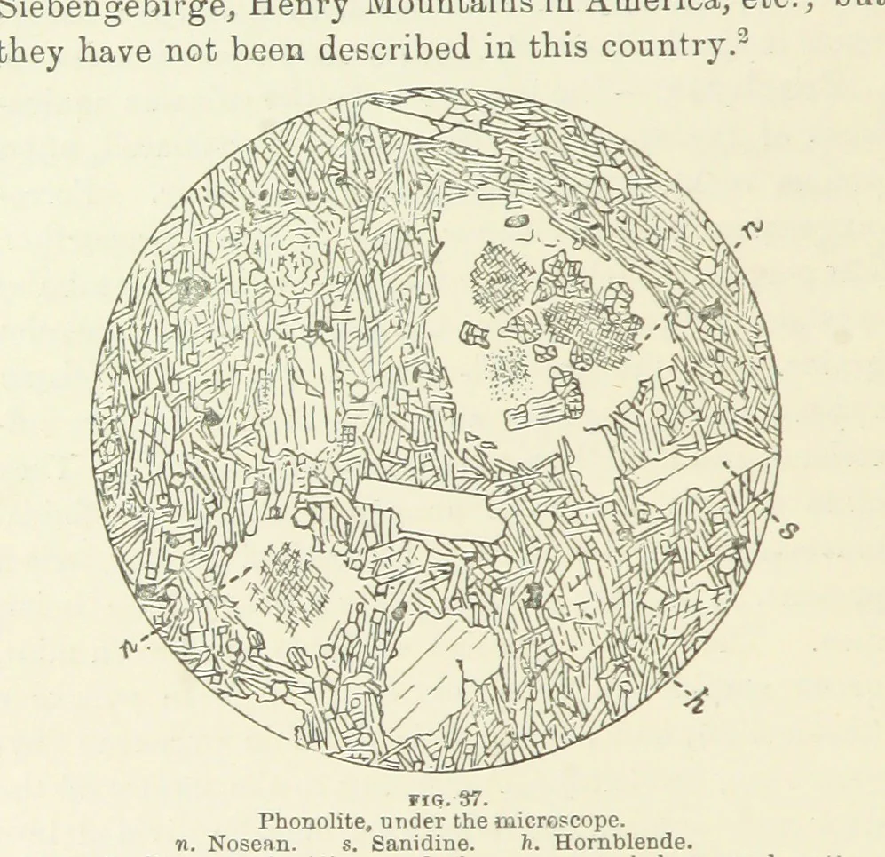 An illustration from An Introduction to the study of Petrology: the Igneous Rocks ... With ... illustrations, 1891, leaf 102