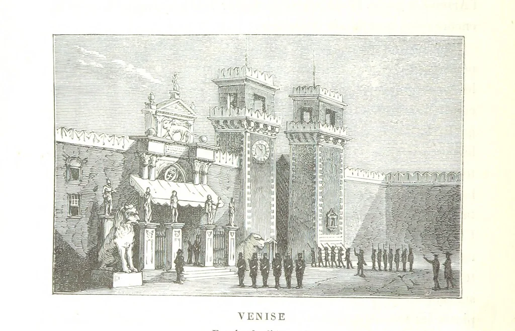 An illustration from Amsterdam et Venise. Ouvrage enrichi de sept eauxfortes par MM. L. Flameng et Gaucherel, et de cent vingt-quatre gravures sur bois, 1876, leaf 168