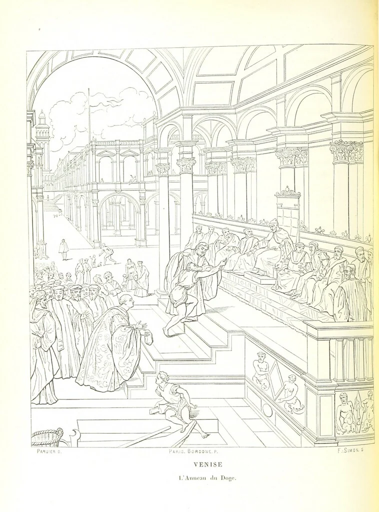 An illustration from Amsterdam et Venise. Ouvrage enrichi de sept eauxfortes par MM. L. Flameng et Gaucherel, et de cent vingt-quatre gravures sur bois, 1876, leaf 180