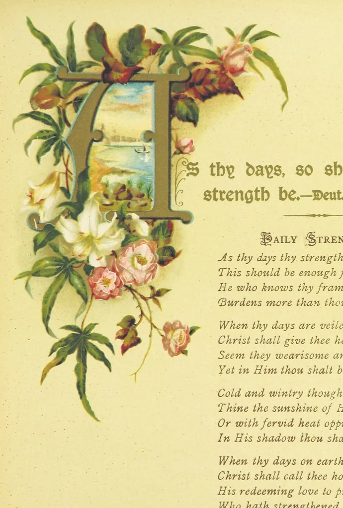 An illustration from Songs of the Master's Love. [With illuminated initial letters, etc, 1885, leaf 15