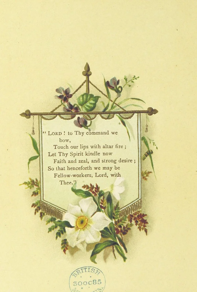 An illustration from Songs of the Master's Love. [With illuminated initial letters, etc, 1885, leaf 16