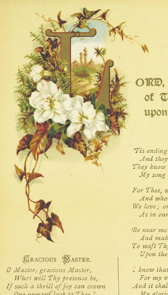 An illustration from Songs of the Master's Love. [With illuminated initial letters, etc, 1885, leaf 19