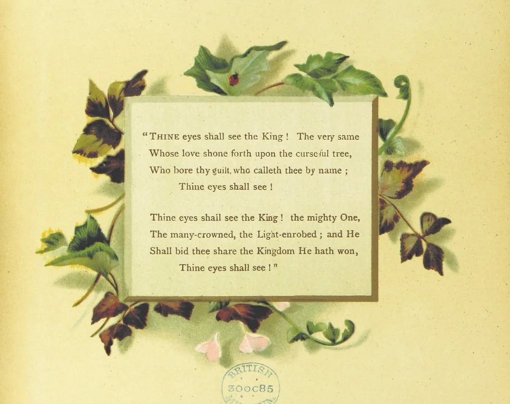 An illustration from Songs of the Master's Love. [With illuminated initial letters, etc, 1885, leaf 20