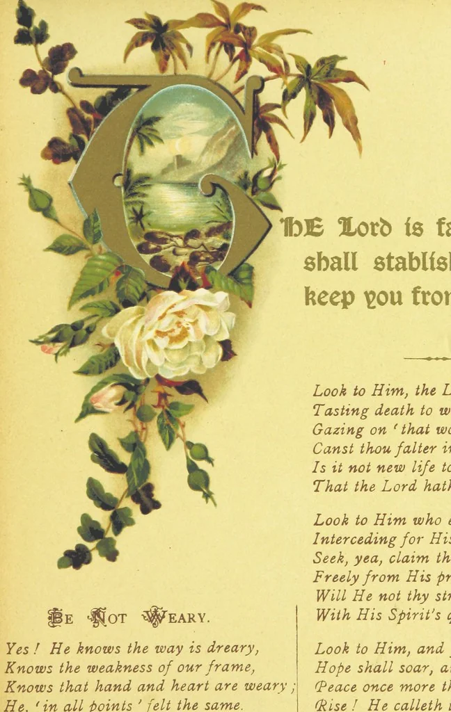 An illustration from Songs of the Master's Love. [With illuminated initial letters, etc, 1885, leaf 31