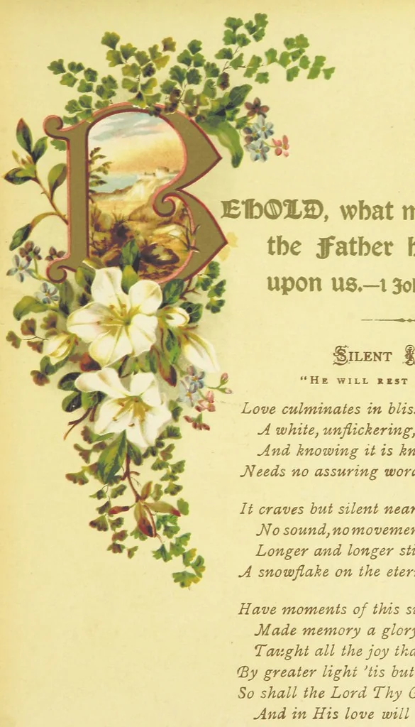 An illustration from Songs of the Master's Love. [With illuminated initial letters, etc, 1885, leaf 33