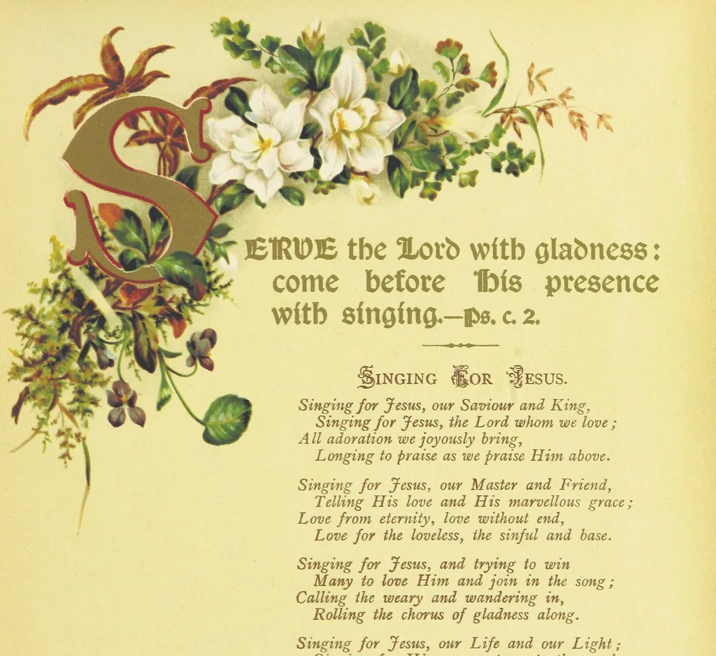 An illustration from Songs of the Master's Love. [With illuminated initial letters, etc, 1885, leaf 49